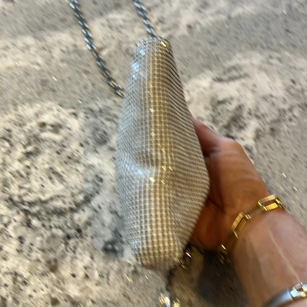 Nine West Metallic Silver Purse with Chain 6